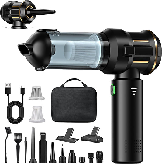 Car Vacuum Cleaner, 4-In-1 Handheld Vacuum Cleaner Powerful 25000PA, Portable Mini Vacuum Cordless, 3-Speed 220000Rpm Rechargeable Compressed Air Duster Air Blower for Car